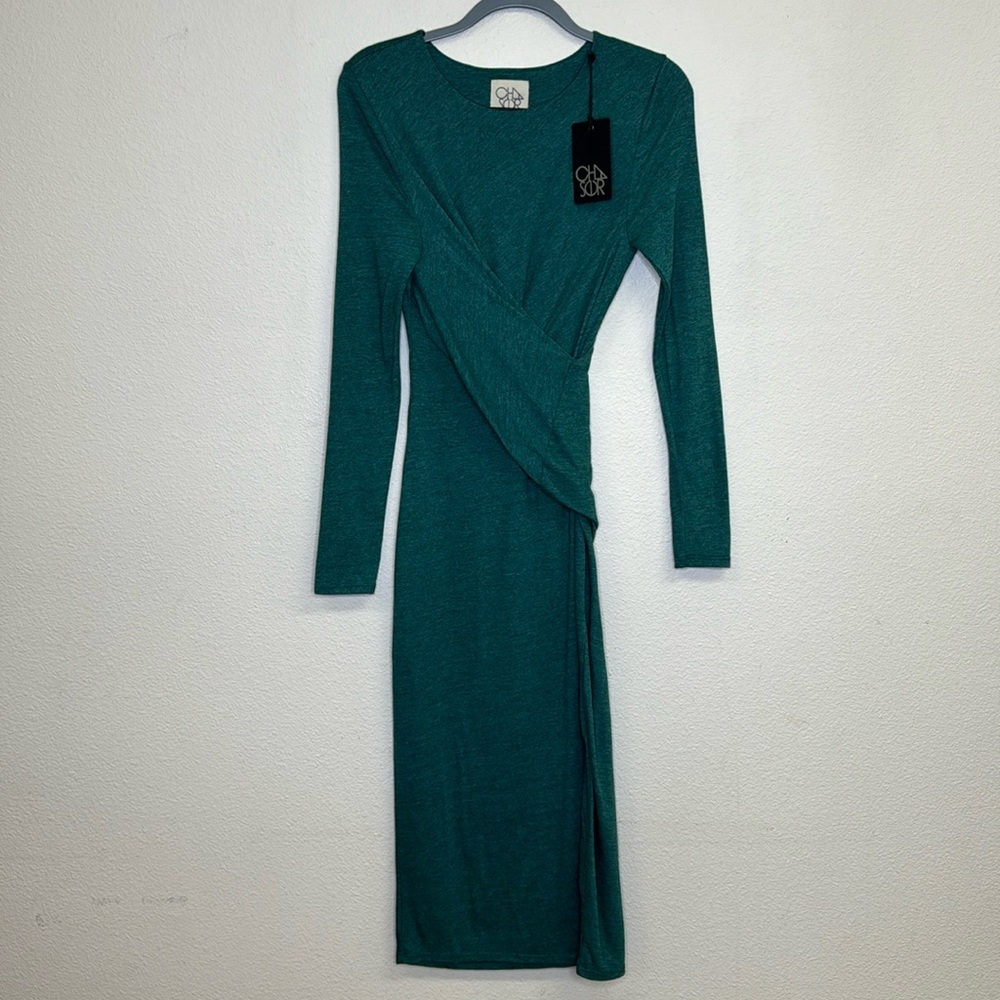 CHASER Green Triblend Corset Wrap Midi Dress
